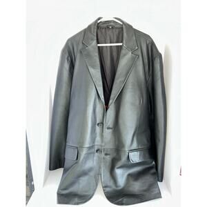 LUCIANO NATAZZI 100% Full Grain Leather / Men’s Two Button Blazer.  SIZE- 3 XL